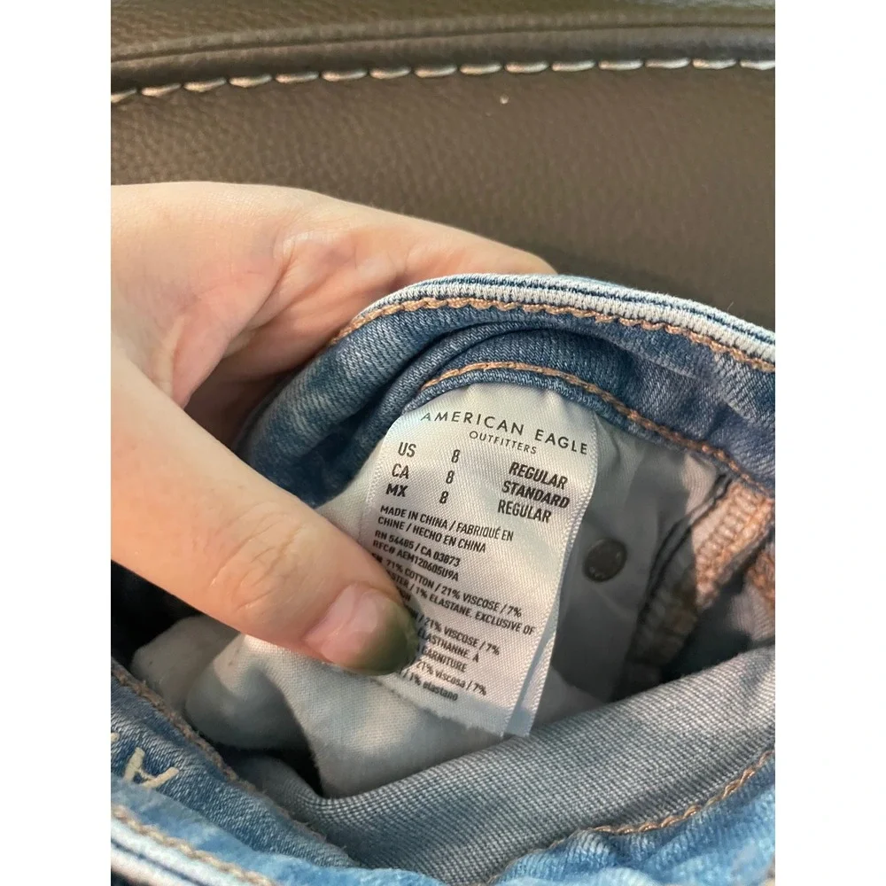 American Eagle Ne(x)t Level Stretch High Waisted Distressed Flare‎ Jeans Blue 27